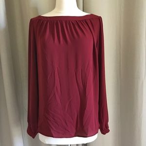 Ann Taylor Loft Red Boat Neck Blouse S